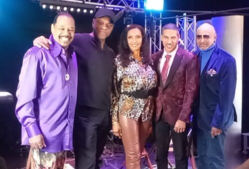 Percussioist Victor Orlando, Actor Lawrence Hilton-Jacobs, Actress, model and co-host Kathleen-Bradley-Redd, Dr. Moshe Lewis and recording artist Felton Pilate at Dr. Moshe Lewis's show "Music and Medicine." 