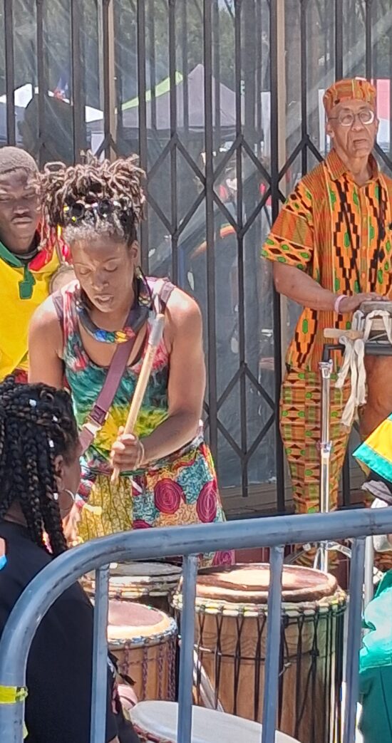 A drum circle in Leimert Park. 