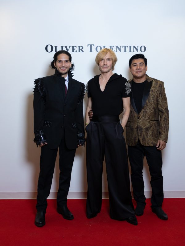 (L-R) Designer Marc Bouwer, Pedro Oberto and Oliver Tolentino. 